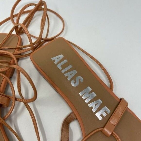Revolve Alias Mae Anika Strappy Tan leather wrap up sandals EU 38 US 7.5-8 BoxO - Picture 6 of 11